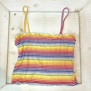 Rainbow Striped Ruffle Tank